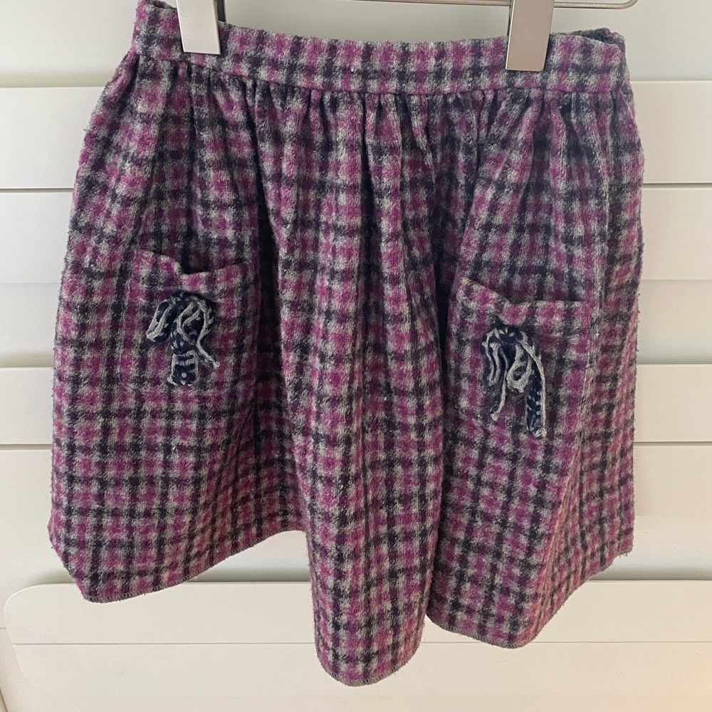 Carolina Herrera purple and gray wool blend skirt.